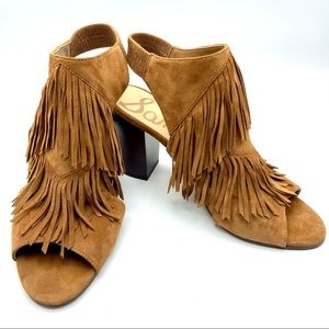 Sam Edelman Elaine Brown leather Fringe Sandals 10